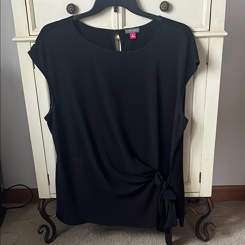 Vince Camuto Anetta Black Side Tie Tunic Blouse Size XL NWOT